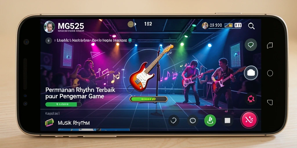 Tampilan antarmuka MG525 yang menawan dalam permainan Musik Rhythm.