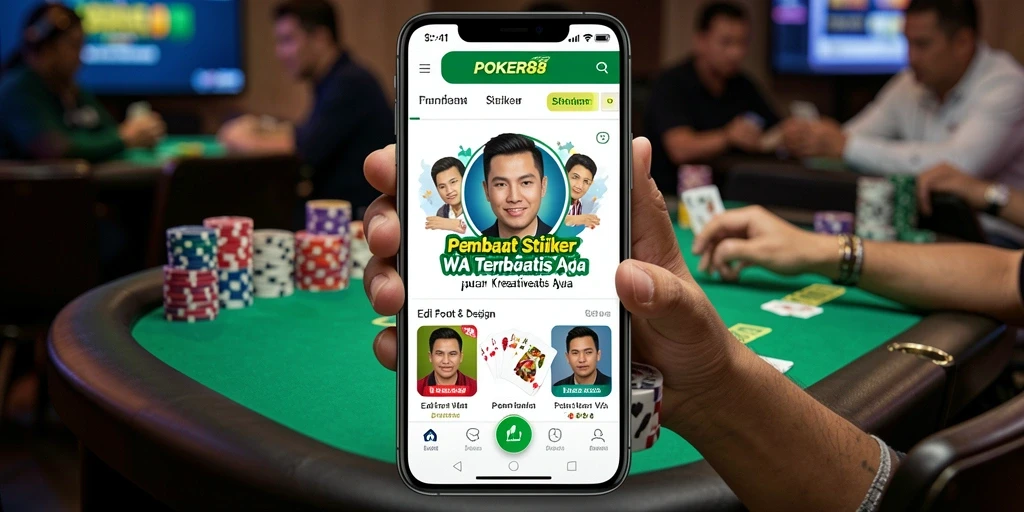 Antarmuka aplikasi POKER88 untuk membuat stiker WA.