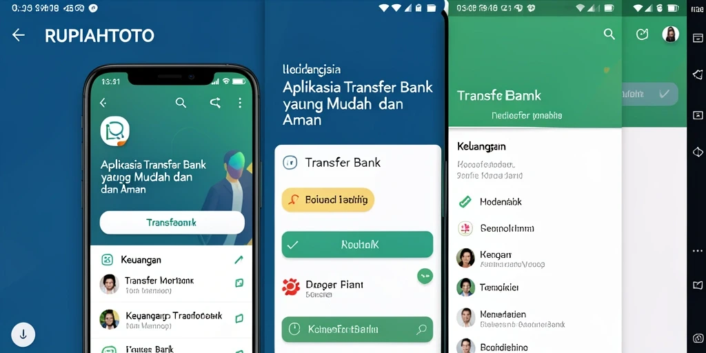 Antarmuka aplikasi RUPIAHTOTO dengan fitur Transfer Bank yang intuitif.
