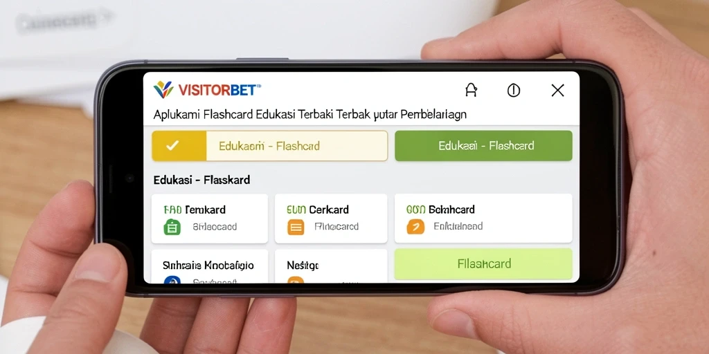 Tampilan antarmuka aplikasi VISITORBET untuk fungsi flashcard yang interaktif.
